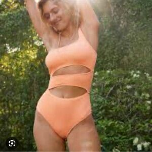 aerie One-Piece Swim Suit in Peach Orange
